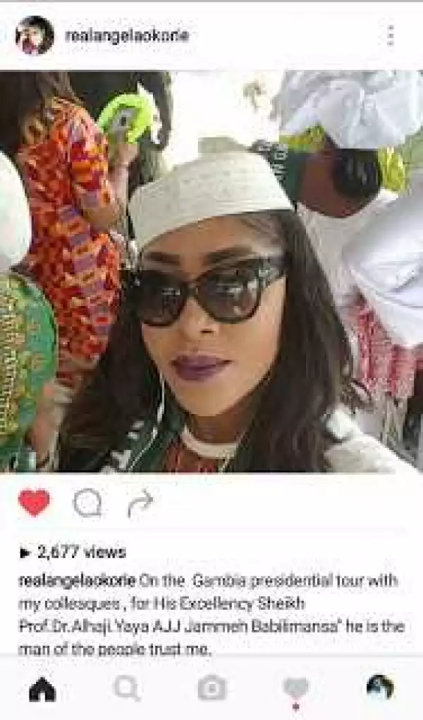 Actress Angela Okorie Slammed Over Her Presidential Trip To Gambia [Photos]